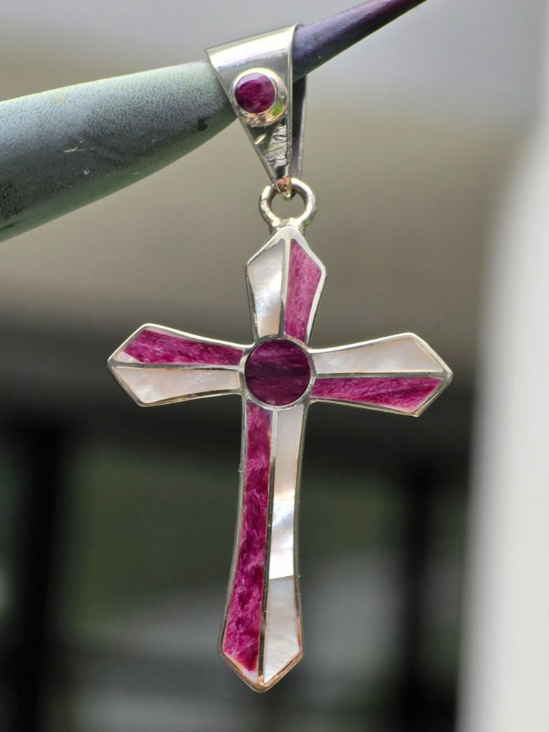 Peruvian Artistry Multi Gemstone Cross Pendant Sterling Silver 4.00ctw